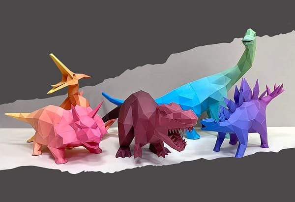 Paper Model. Gradient Dinosaur