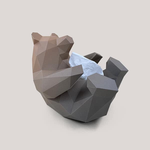 免裁切紙模型-棕熊面紙盒