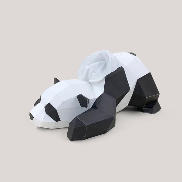 免裁切紙模型-熊貓面紙盒