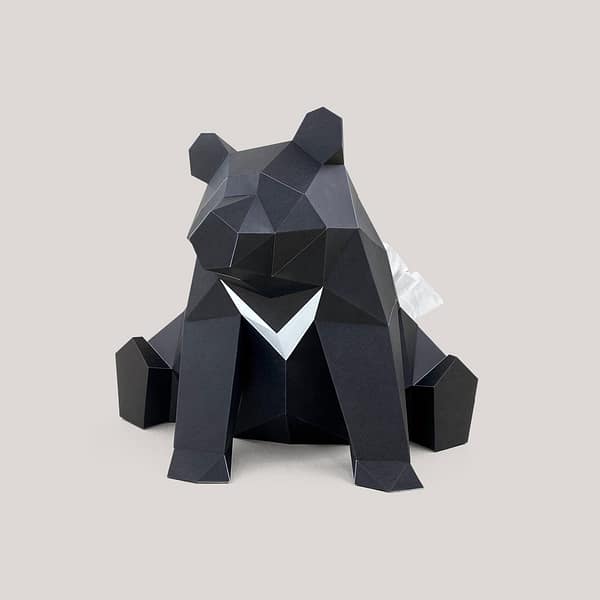 免裁切紙模型-黑熊面紙盒