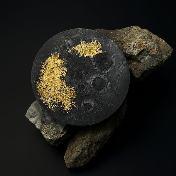 Product Image. Gold Leaf Painting-Moon 3